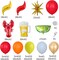 140Pcs Crawfish Foil Balloons Garland Arch Kit (Red Orange Yellow)